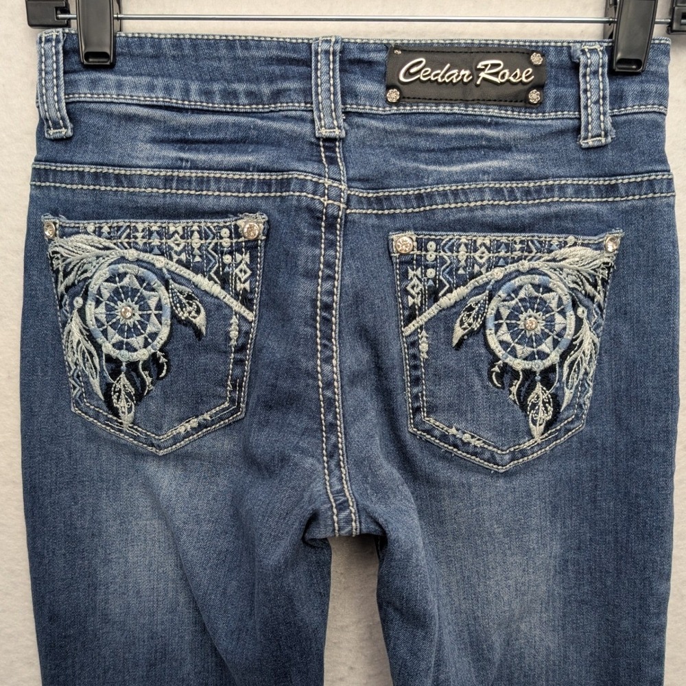 Cedar Rose Bootcut Jeans Girls 14 Blue Embroidered Dreamcatcher Rhinestone - Picture 5 of 14